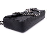 Chanel Vintage 2008 Black Caviar East West Medium Classic Clutch Flap Bag SHW 7VJ