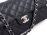 Chanel Vintage 2008 Black Caviar East West Medium Classic Clutch Flap Bag SHW 7VJ
