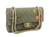 Chanel 17C Coco Cuba Khaki Medium Classic Double Flap Bag GHW CPX