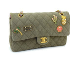 Chanel 17C Coco Cuba Khaki Medium Classic Double Flap Bag GHW CPX