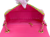 Chanel 21C Pink Green Crocheted Tweed Rectangular Mini Flap Bag GHW E7Q