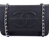 Chanel Black Caviar Timeless Wallet on Chain WOC Flap Bag SHW MT3