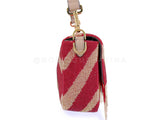 FENDI Baguette Bag Hand-Embroidered Fringe Red Ivory Beaded Two-Way GHW