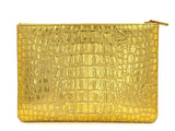 Chanel 19A Egypt Paris-New York Crocodile Print Gold Clutch Bag O Case Large OJJ