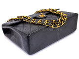 Chanel 2002 Vintage Black Caviar Jumbo Classic Flap Bag 24k GHW UVR