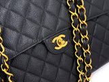 Chanel 2002 Vintage Black Caviar Jumbo Classic Flap Bag 24k GHW UVR