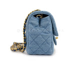 Chanel 22C Blue Denim Pearl Crush Square Mini Flap Bag GHW 93E