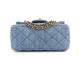 Chanel 22C Blue Denim Pearl Crush Square Mini Flap Bag GHW 93E