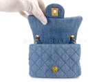 Chanel 22C Blue Denim Pearl Crush Square Mini Flap Bag GHW 93E