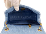 Chanel 22C Blue Denim Pearl Crush Square Mini Flap Bag GHW 93E