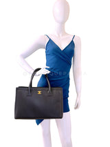 Chanel 2012 Large Black Executive Cerf Shopper Tote Bag GHW YUP