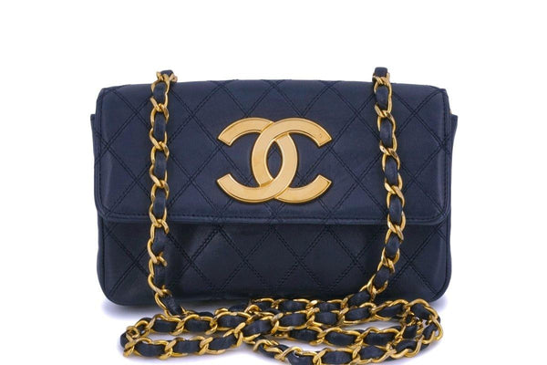Chanel Vintage Navy Blue Rectangular Mini Flap Bag 24k GHW - Boutique Patina