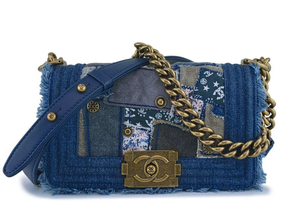 Chanel Denim Patchwork Small Boy Classic Flap Bag - Boutique Patina