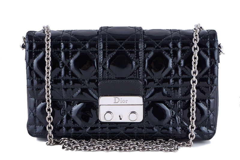 Miss Dior Black New Lock Promenade Pochette Wallet on Chain WOC Bag - Boutique Patina