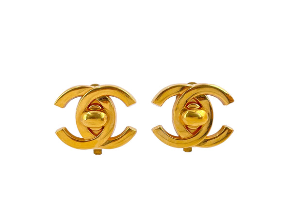 Chanel Vintage 95A Turnlock CC Stud Earrings - Boutique Patina