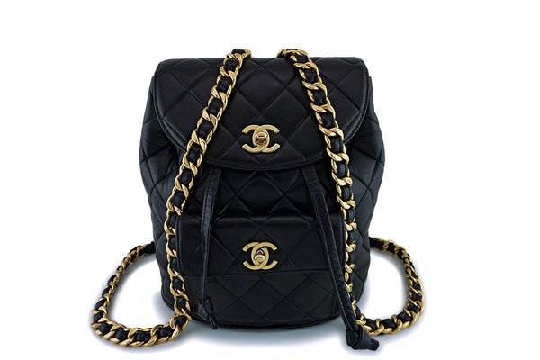 Chanel Vintage Black Lambskin Classic Backpack Bag 24k GHW - Boutique Patina
