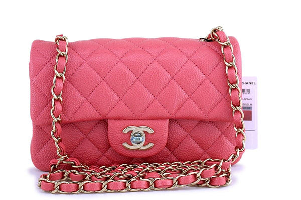 NWT 18S Chanel Pearly Pink  Caviar Classic Quilted Rectangular Mini Flap Bag - Boutique Patina