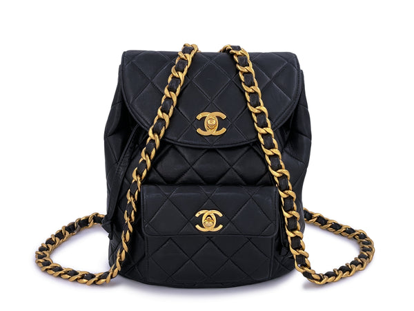 Chanel Vintage Black Duma Classic Backpack Bag 24k GHW Lambskin - Boutique Patina
