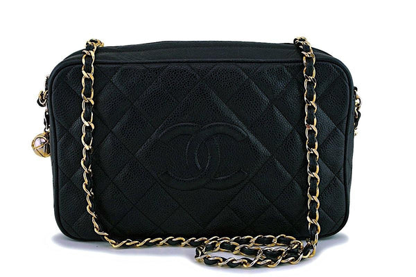 Chanel Vintage Black Caviar Camera Case Bag 24k GHW - Boutique Patina