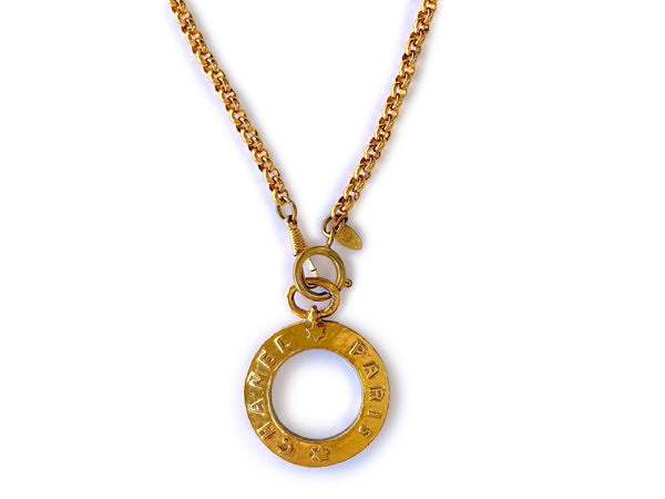Chanel Collection 28 Large Magnifying Glass Pendant Long Chain Necklace - Boutique Patina