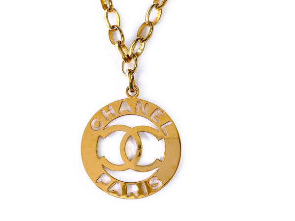 Chanel Vintage 80s Cutout Long Logo Necklace - Boutique Patina