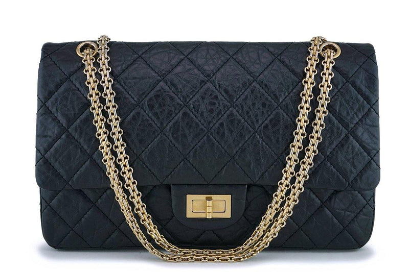 Chanel Black Aged Calfskin Reissue Large 227 2.55 Flap Bag GHW - Boutique Patina