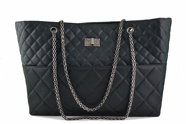 Chanel Charcoal Black Classic Large Reissue Shopper Tote Bag - Boutique Patina