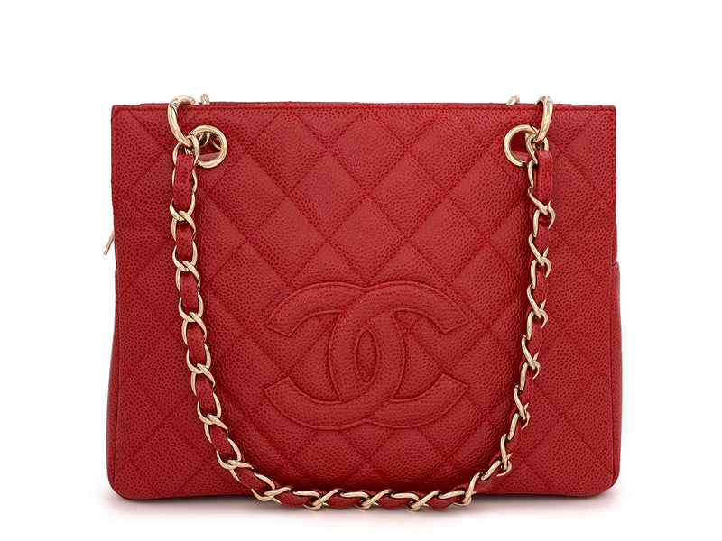 Chanel 2002 Vintage Red Caviar Petite Timeless Tote PTT Bag 24k GHW - Boutique Patina