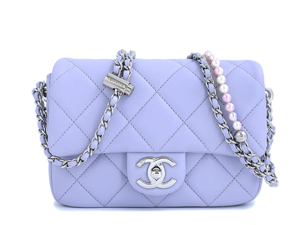 NIB 22C Chanel Pale Violet Square Mini Pearl My Perfect Flap Bag SHW - Boutique Patina
