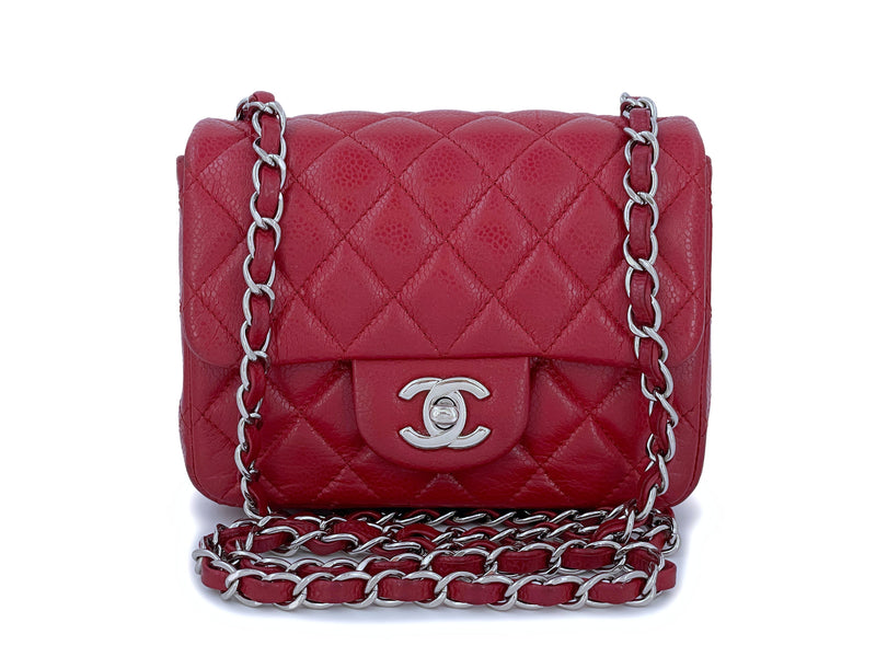 Chanel Red Caviar Square Mini Flap Bag SHW