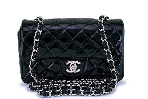 Chanel Black Patent Classic Quilted Rectangular Mini Flap Bag SHW - Boutique Patina