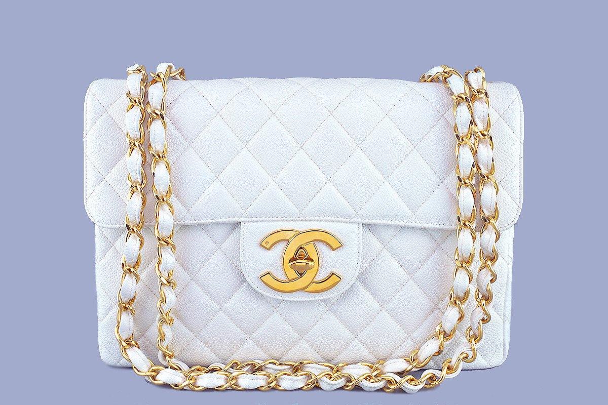 Chanel White Jumbo Classic 2.55 Flap – Patina