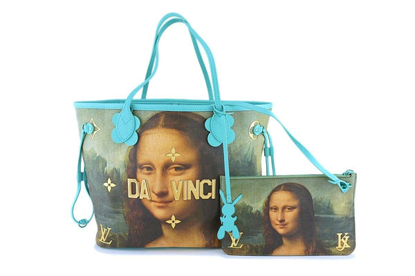 Louis Vuitton Neverfull w Pouch 'Masters' Da Vinci Mona Lisa Jeff Koons Bag - Boutique Patina