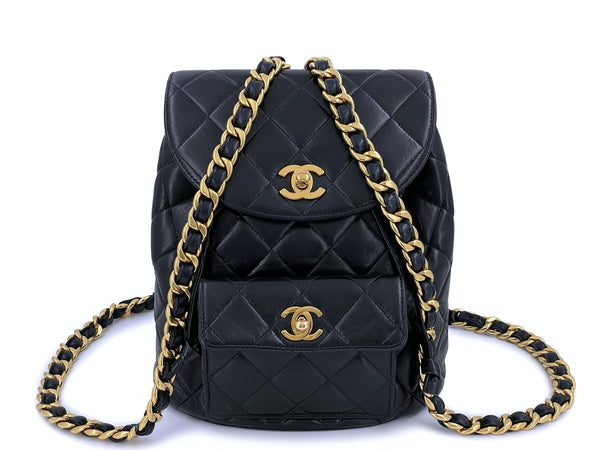 Chanel Vintage Black Duma Classic Backpack Bag Lambskin 24k GHW - Boutique Patina