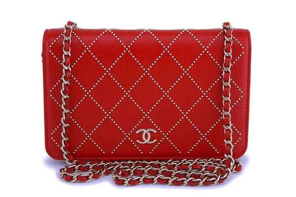 NIB 19P Chanel Red Goatskin Gold Studded Wallet on Chain WOC Flap Bag GHW  NR - Boutique Patina