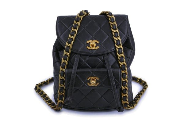 Chanel Vintage Black Duma Classic Quilted Backpack Bag 24k GHW - Boutique Patina