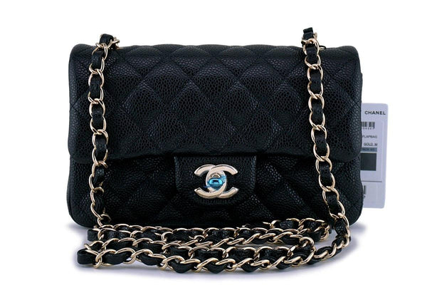 NWT 18S Chanel Black Caviar Classic Quilted Rectangular Mini Flap Bag - Boutique Patina