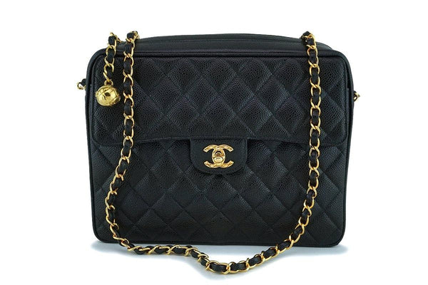 Chanel Vintage Black Caviar Classic Flap Camera Bag 24k GHW - Boutique Patina
