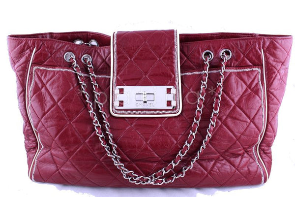 Chanel Red East West Quilted Giant Reissue Lock XL Tote Bag - Boutique Patina