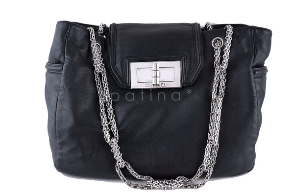 Chanel Giant Lock Luxury Tote, Black Mademoiselle Bag - Boutique Patina