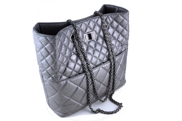 Chanel Silver Gray Tall Quilted Large Classic Reissue Tote Bag - Boutique Patina
