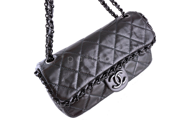 Chanel Dark Silver Chain Me Around 2.55 Medium Classic Flap Bag - Boutique Patina