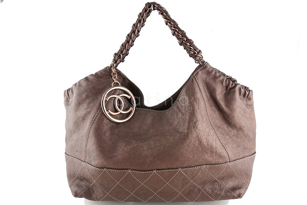 Chanel Rare Rose Gold/Bronze Calfskin Baby Coco Cabas Tote Bag - Boutique Patina
