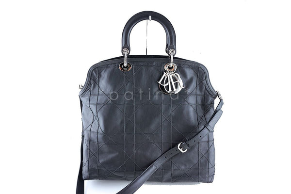 Limited Christian Dior Large Granville Python Gris Fonce Gray Messenger Tote Bag - Boutique Patina