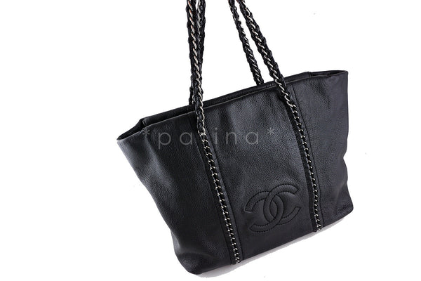 Chanel Black Large Luxury Ligne Pebbled Grain Shopper Tote Bag - Boutique Patina