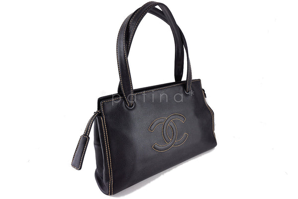 Chanel Black Caviar Shopper Executive Logo Tote Bag - Boutique Patina