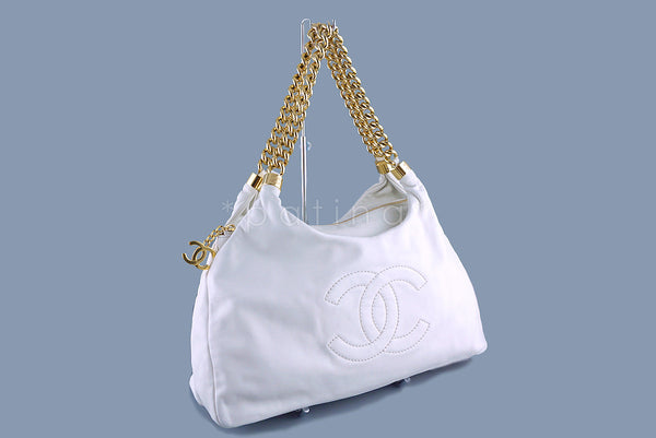 Chanel White Soft Chunky Chain Rodeo Drive Hobo Tote Bag - Boutique Patina