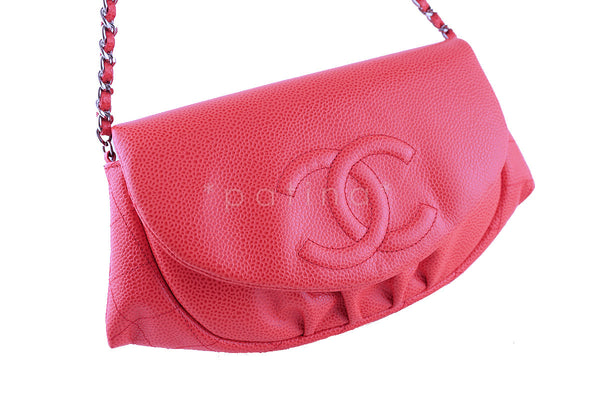 Chanel Coral Pink Caviar Half Moon WOC Wallet on Chain Purse Bag - Boutique Patina
