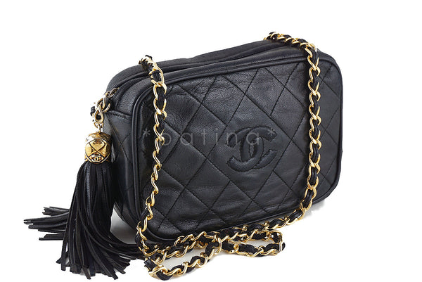 Chanel Black Small Lambskin Classic Quilted Camera Case Bag - Boutique Patina