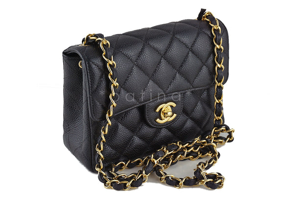 Chanel Caviar Mini Flap, Black Classic 2.55 Bag - Boutique Patina